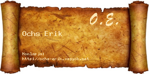 Ochs Erik névjegykártya
